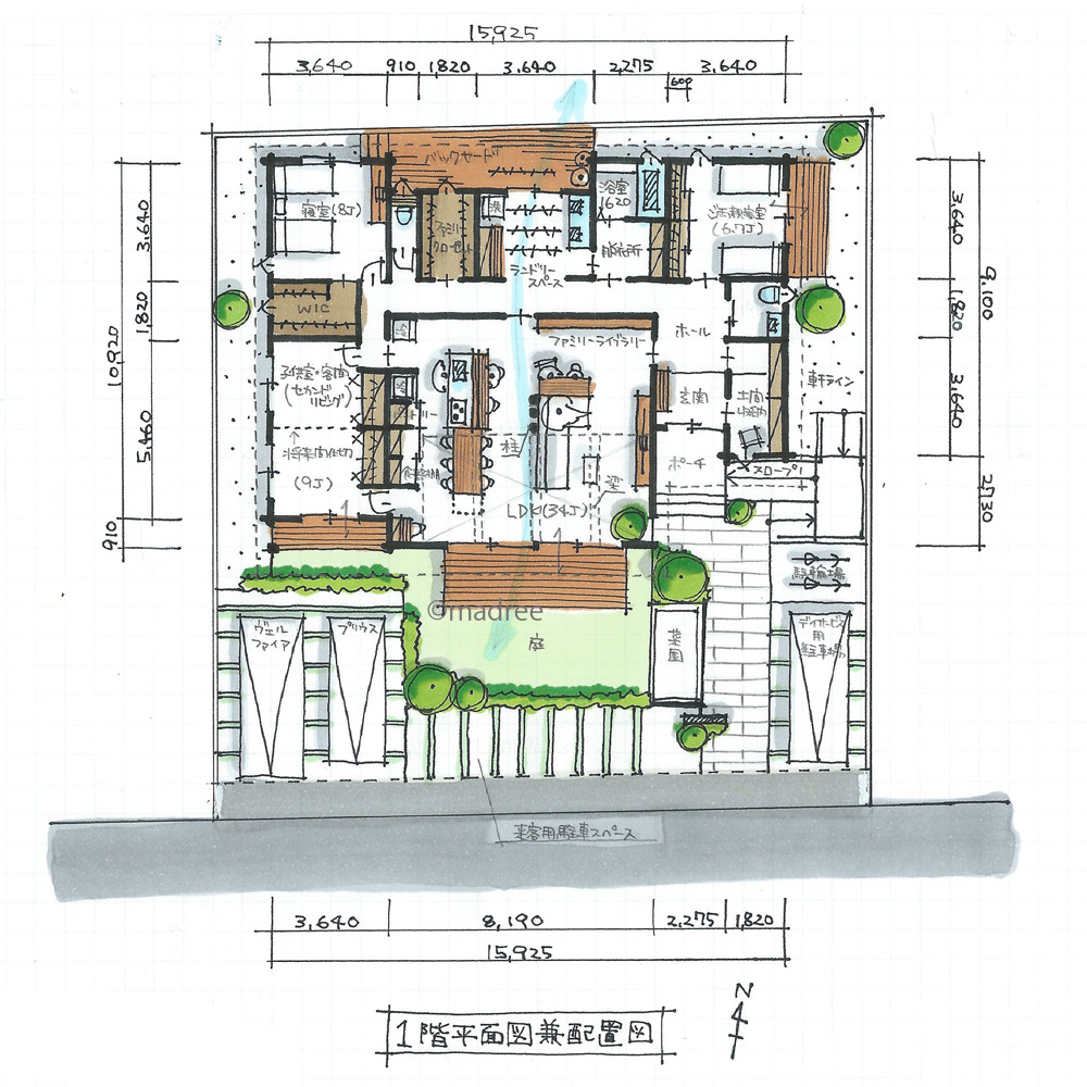 [50坪 4LDK] 共働き夫婦が、車椅子の両親と同居する平屋の間取り